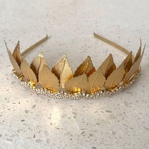 Gold leaves headband crown tiara bachelorette bride